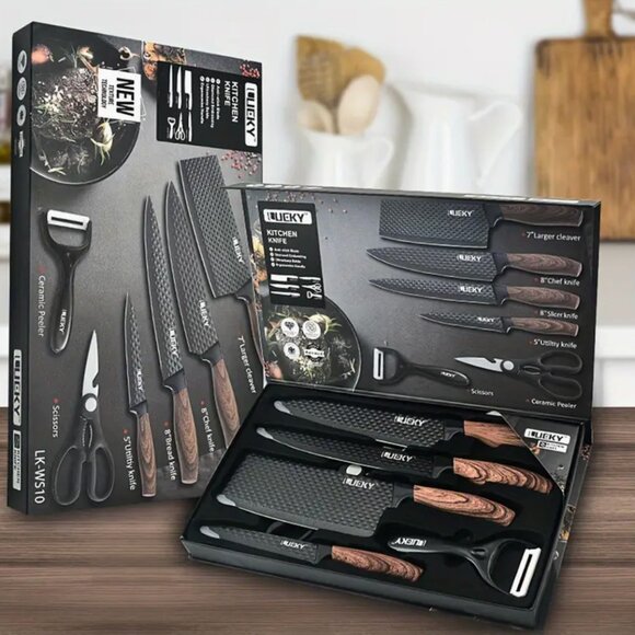 T412 Professional 6 Piece Kitchen Knife Gift Box Set High Carbon Stainless Steel - Picture 1 of 6